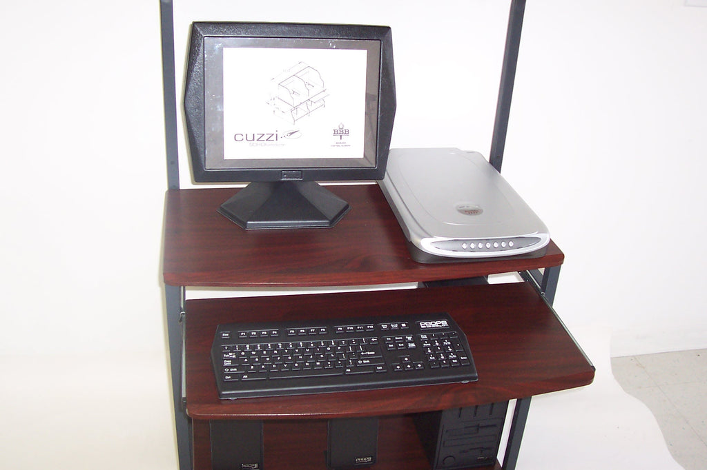 STS7801 32" Rolling Compact Computer Desk with Printer Shelf - Dark Cherry