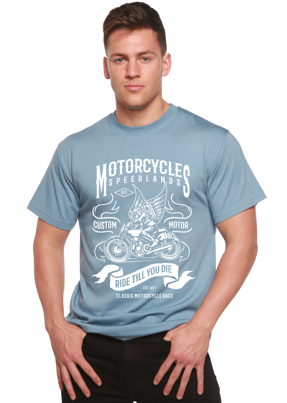 Motorcycles Men's Bamboo Viscose/Organic Cotton Short Sleeve Graphic T-Shirt