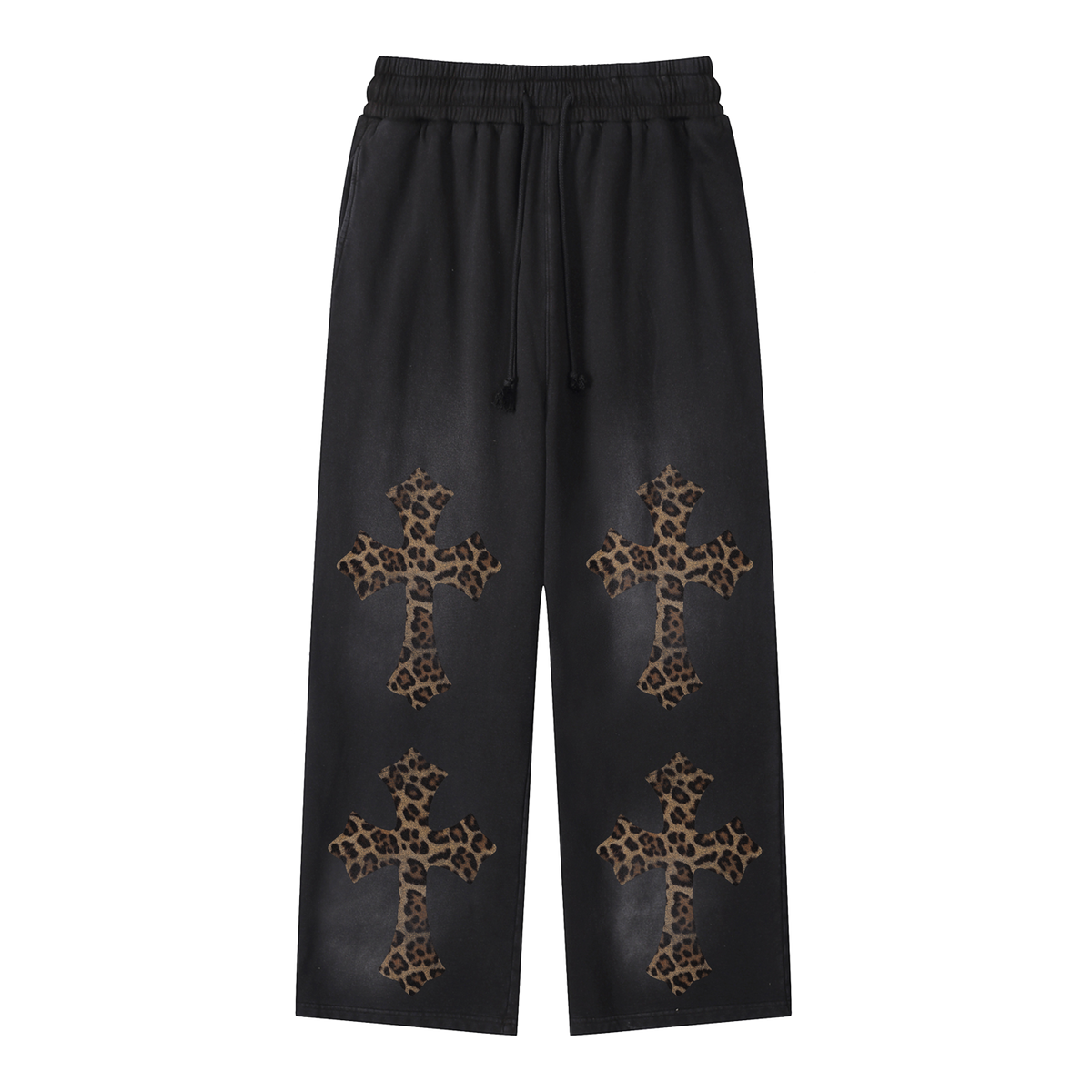 Cheetah Print Black Sunfade Loose Fit Cotton Sweatpants Cotton 350GSM DTG Print