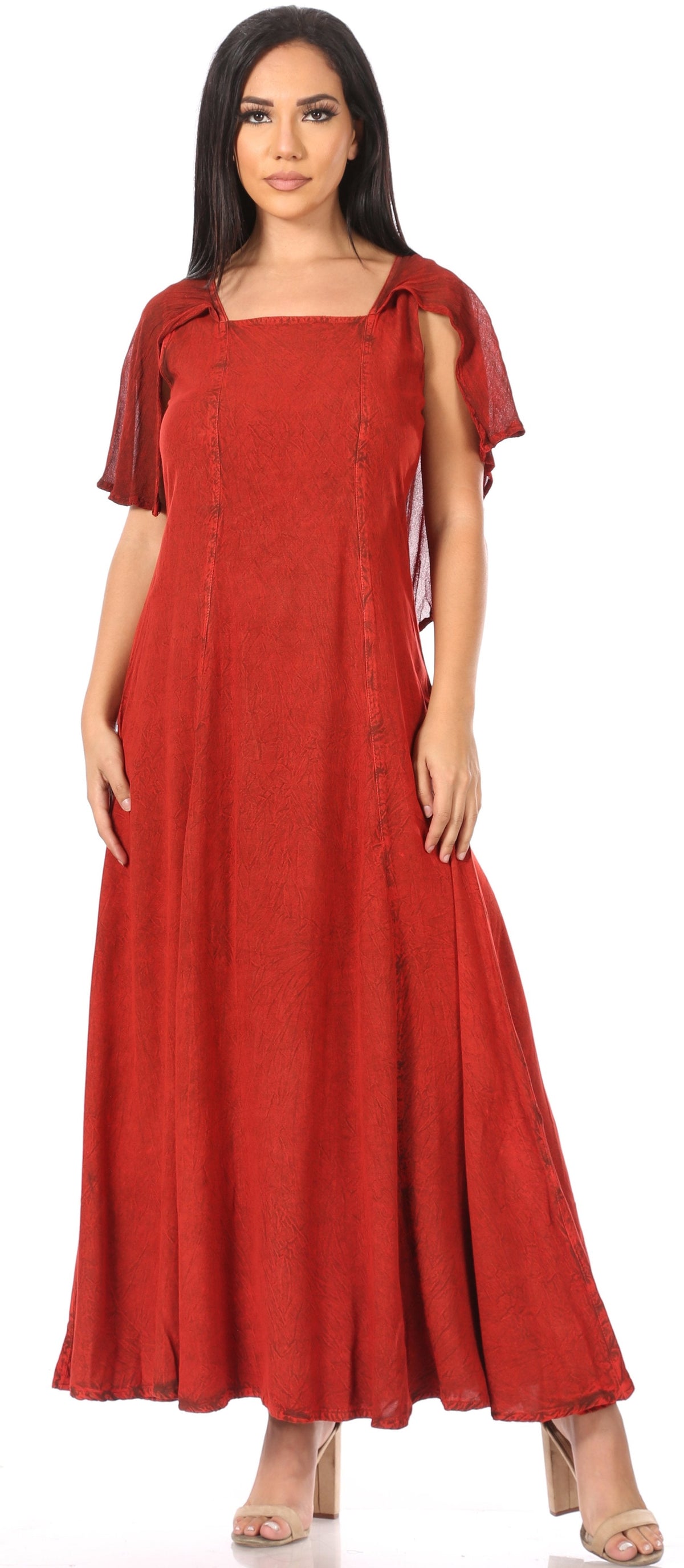 Sakkas Niam Women's Maxi Capelet Long Dress Celtic Medieval Renaissance Adjustable - Buy One Get One
