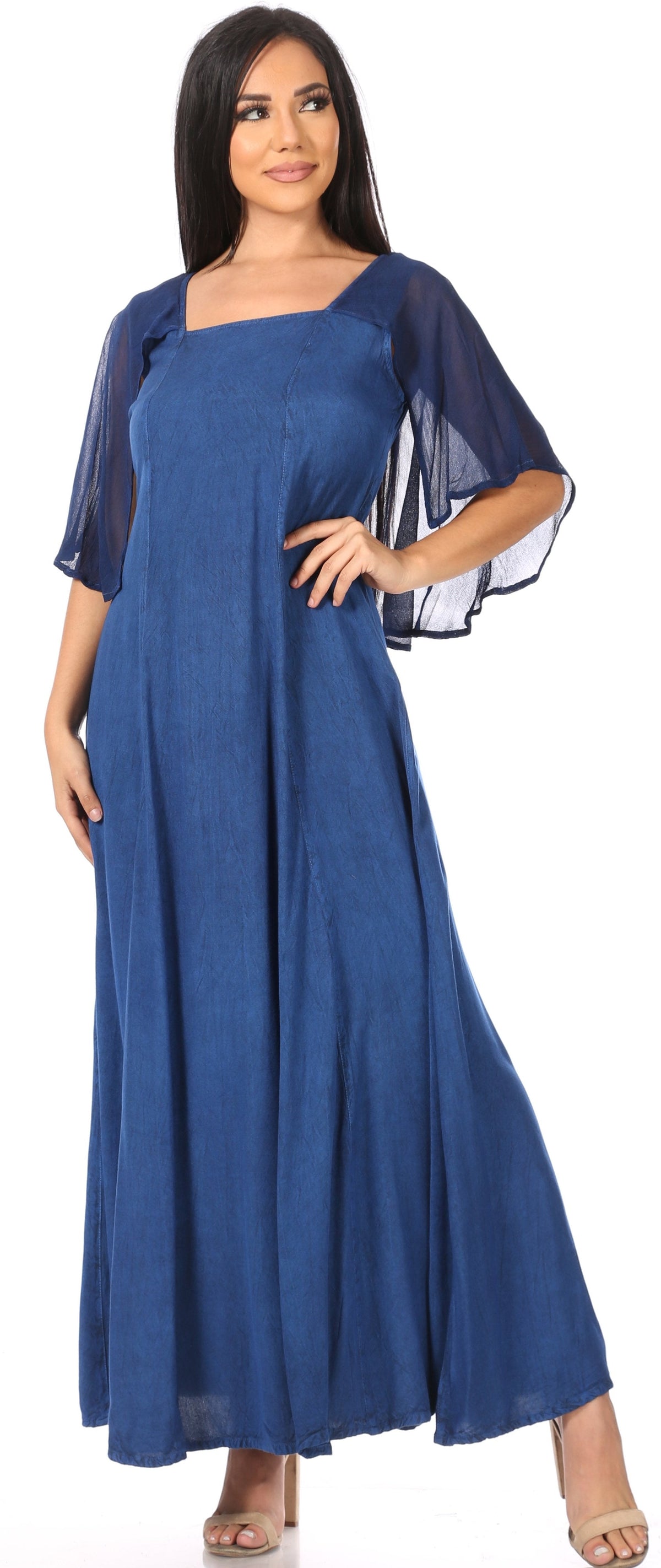 Sakkas Niam Women's Maxi Capelet Long Dress Celtic Medieval Renaissance Adjustable - Buy One Get One