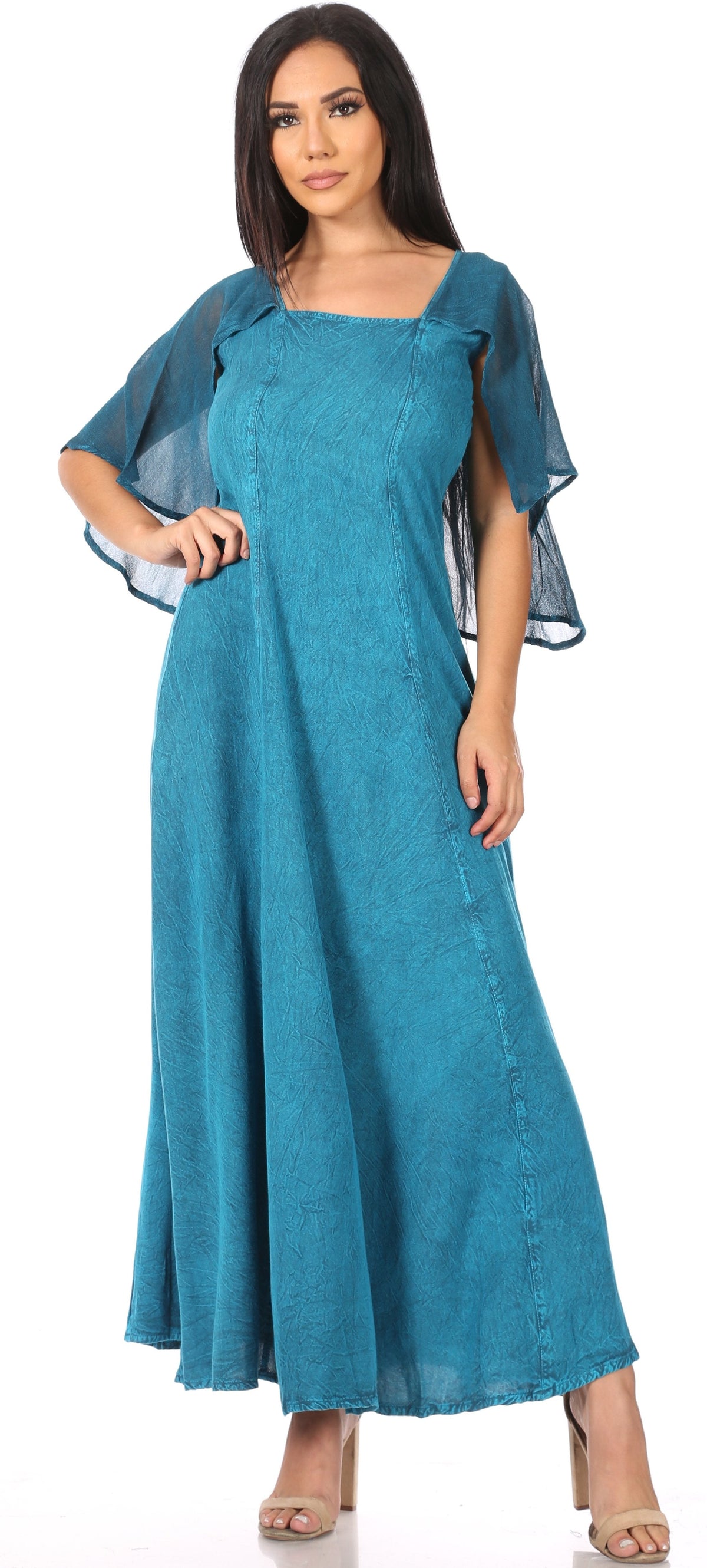 Sakkas Niam Women's Maxi Capelet Long Dress Celtic Medieval Renaissance Adjustable - Buy One Get One