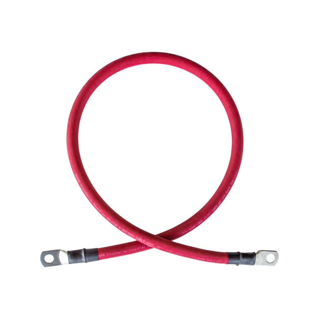 4 Gauge (AWG) Black and Red Pure Copper Battery Cable Wire with Lug Connector Ring Terminals