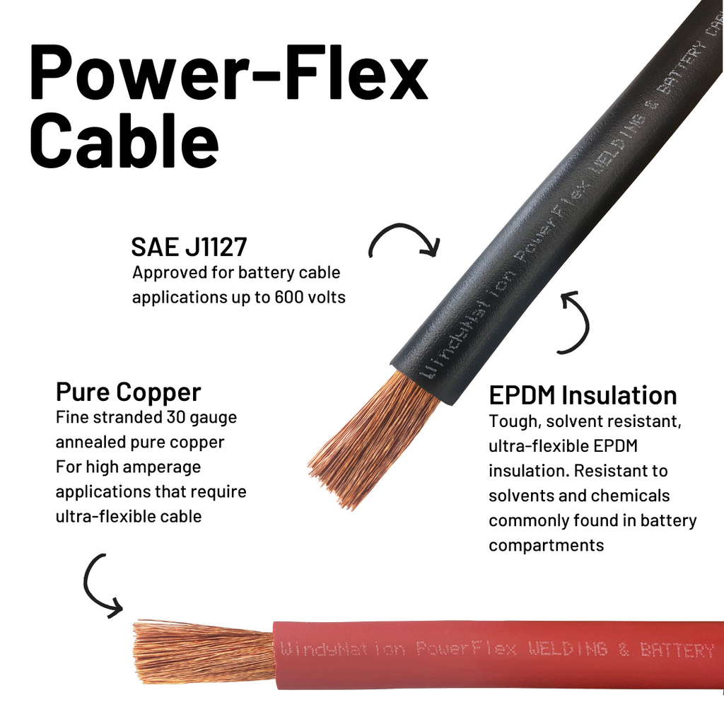 2 Gauge Welding Battery Cable Kit - Includes 10 pieces of 3/8" Tinned Copper Cable Lugs and 3 Feet Black Heat Shrink Tubing
