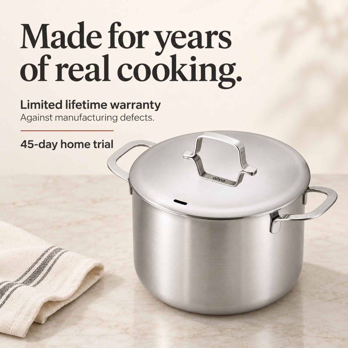 5-Ply Stainless Stock Pot with Lid, 7-Qt