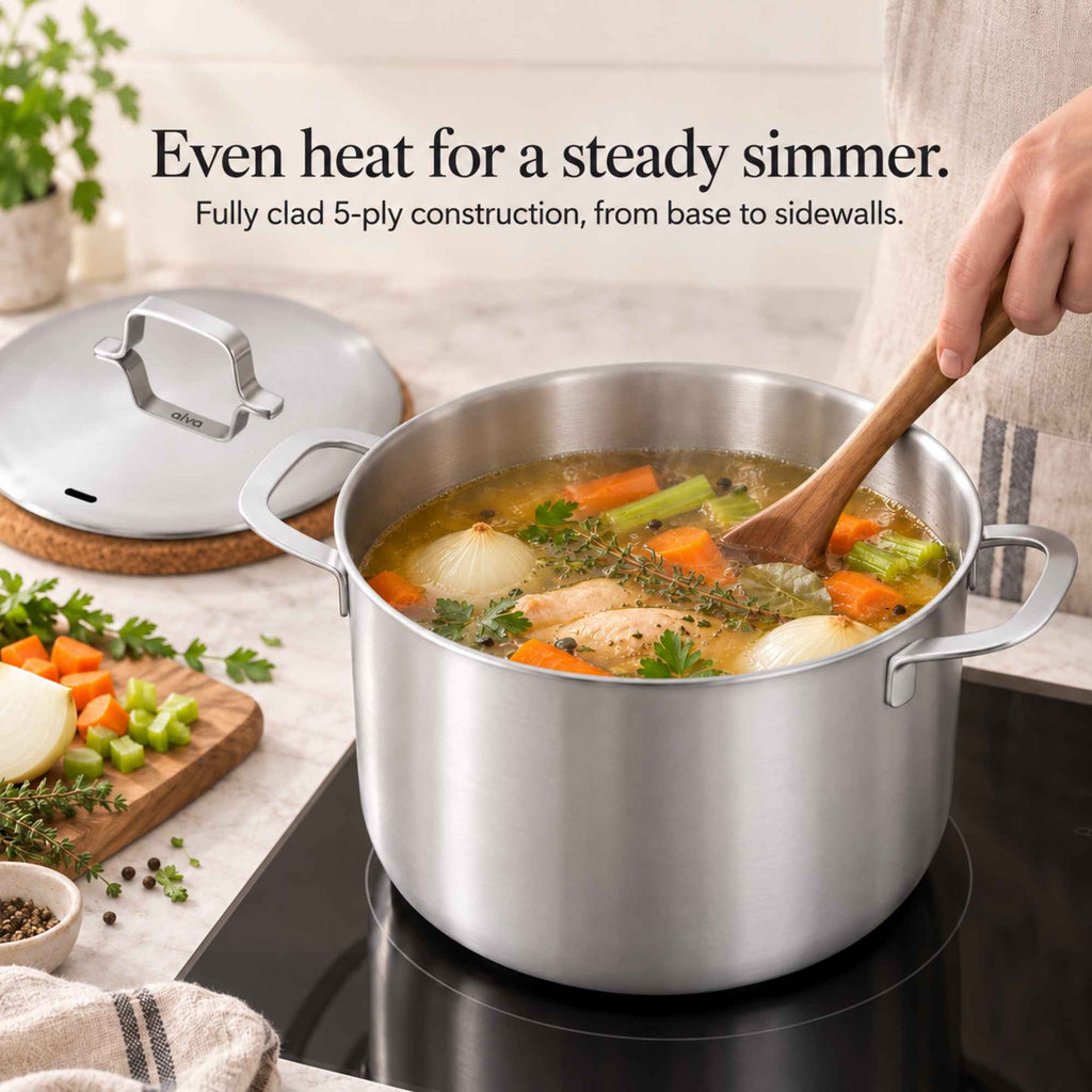 5-Ply Stainless Stock Pot with Lid, 7-Qt